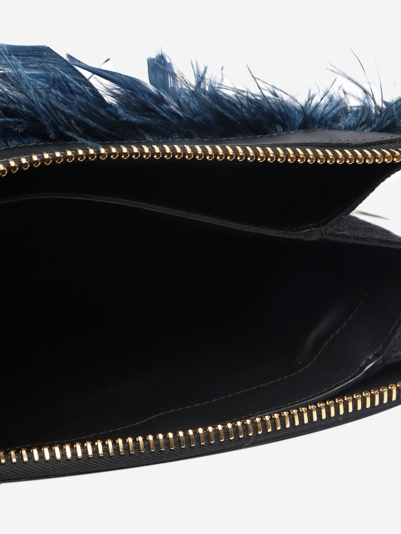 Multicolour large feathered wristlet clutch bag Clutch bags Marni 