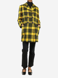 Miu Miu Yellow double-breasted plaid coat - size UK 6