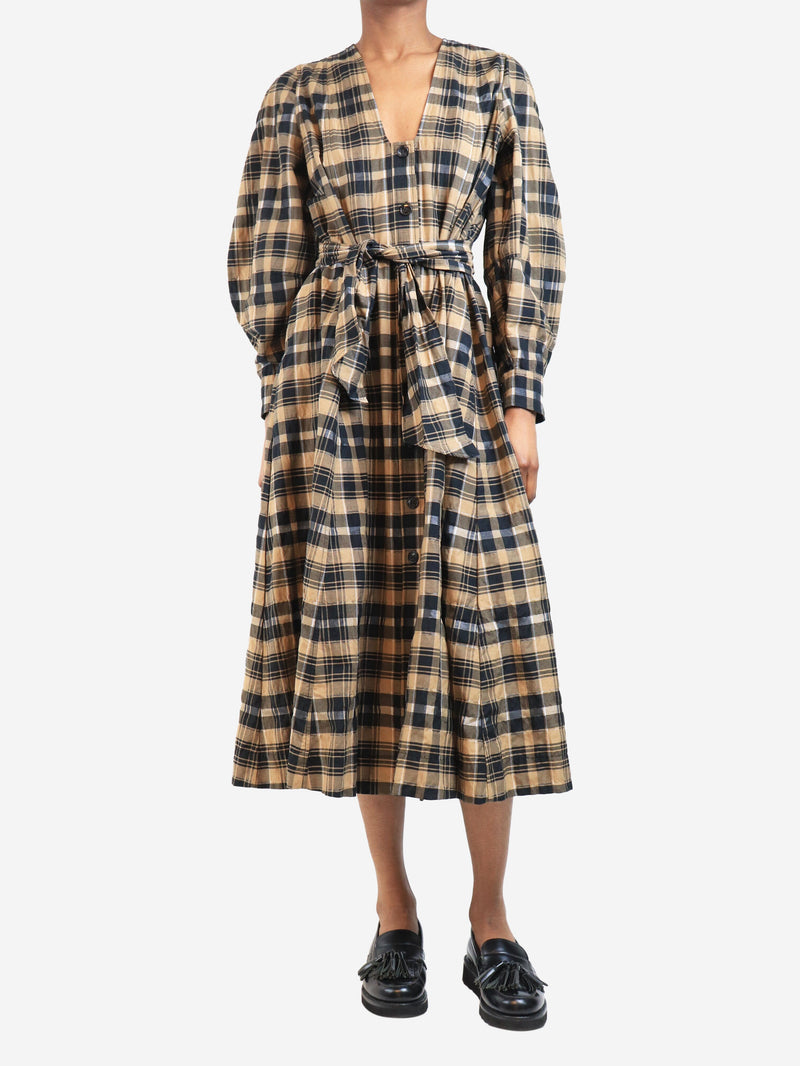 check seersucker midi dress