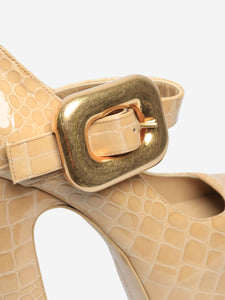 Bottega Veneta Bottega Veneta Beige patent snake effect platform heels - size EU 39 (UK 6)