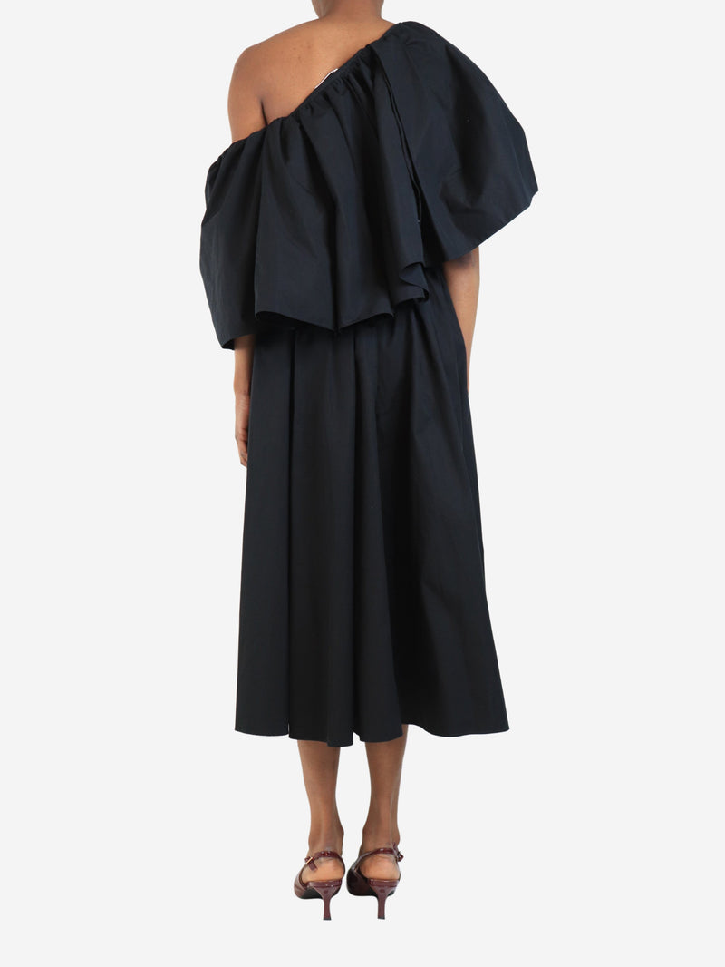 Black one shoulder poplin midi dress - size UK 6 Dresses Alexander McQueen 