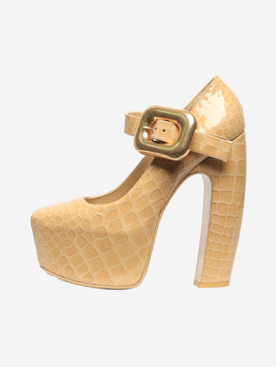 Bottega Veneta Beige patent snake effect platform heels - size EU 39 (UK 6) Heels Bottega Veneta 