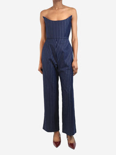 Navy blue pinstripe strapless jumpsuit - size UK 8 Jumpsuits Alex Perry 