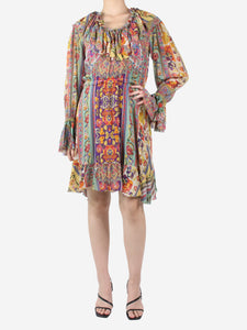 Etro Multi long-sleeved crewneck dress - size UK 12