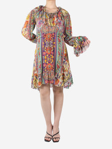 Etro Multi long-sleeved crewneck dress - size UK 12