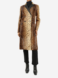 Joseph Brown cheetah print longline coat - size UK 8