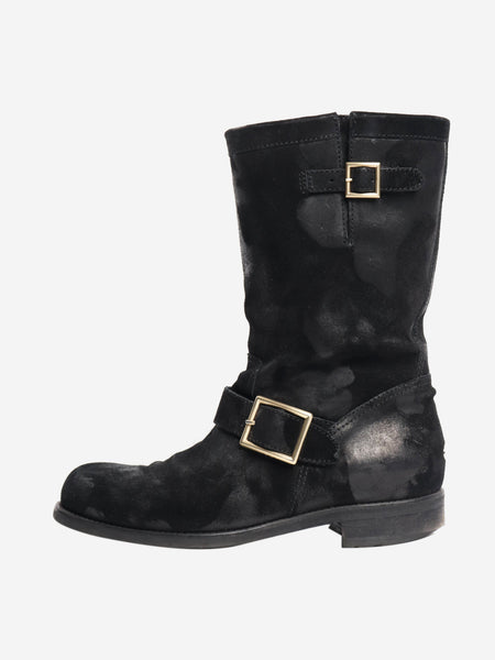 Black distressed effect suede boots - size EU 39 (UK 6) product image