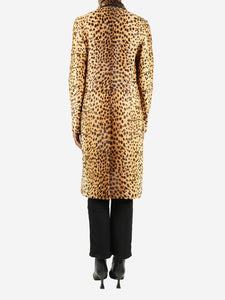 Joseph Brown cheetah print longline coat - size UK 8