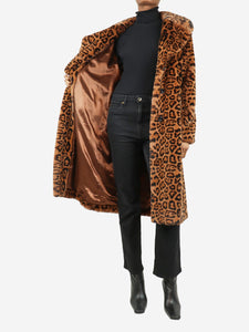 Stand Studio Brown Fanny faux fur leopard print coat - size UK 6