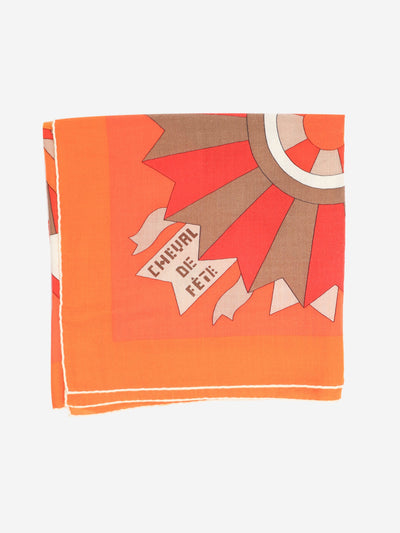 Orange printed shawl scarf Scarves Hermes 