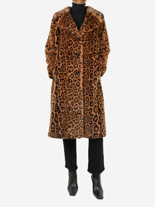 Stand Studio Brown Fanny faux fur leopard print coat - size UK 6