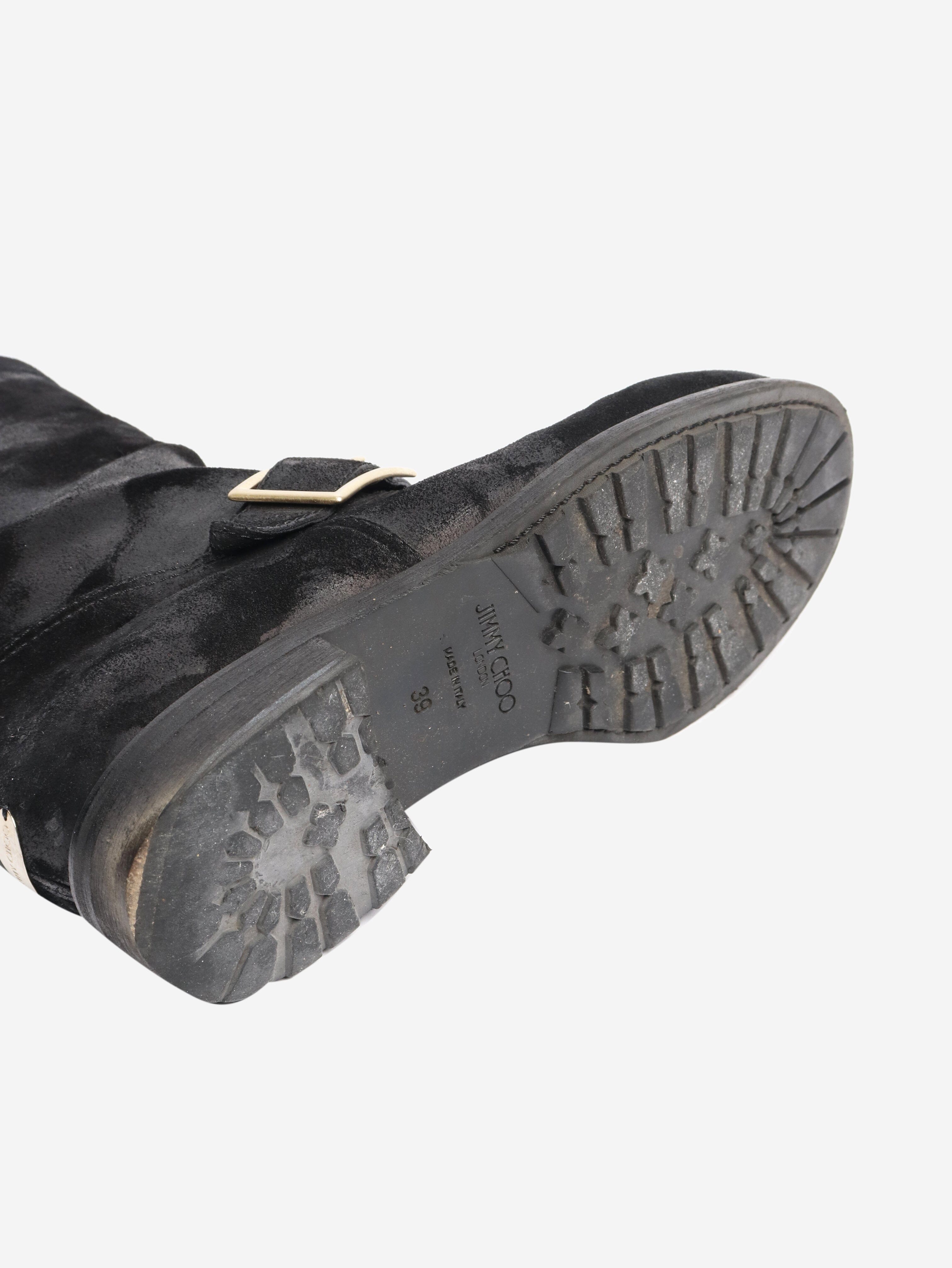 Black distressed effect suede boots - size EU 39 (UK 6) Boots Jimmy Choo 