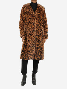 Stand Studio Brown Fanny faux fur leopard print coat - size UK 6