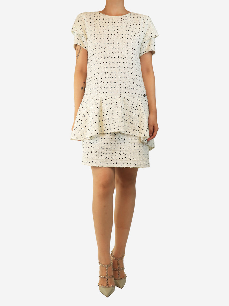 White tweed mini dress - size UK 14