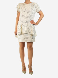 White tweed mini dress - size UK 14