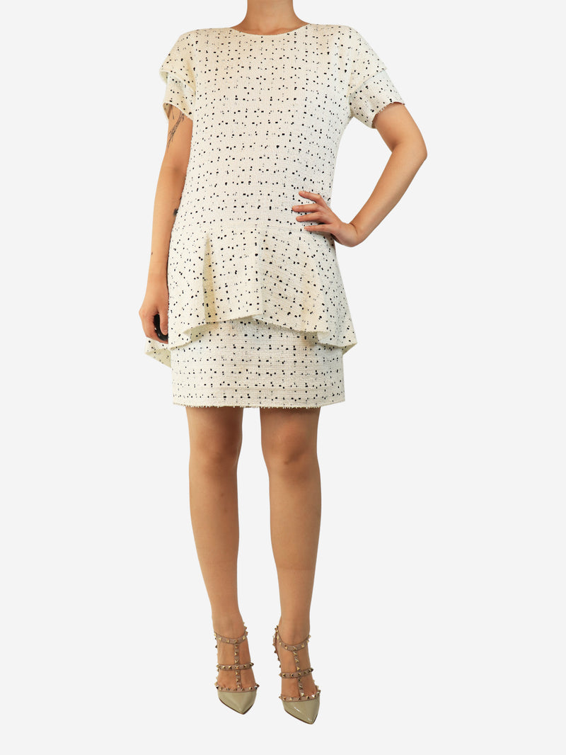 White tweed mini dress - size UK 14
