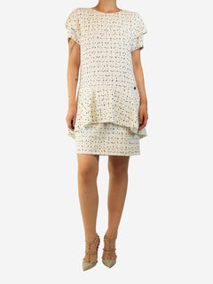 White tweed mini dress - size UK 14