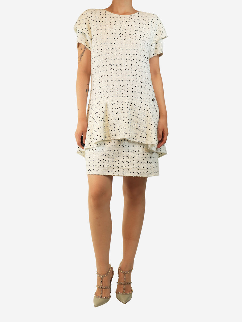 White tweed mini dress - size UK 14