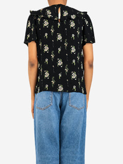 Black short-sleeved floral top - size UK Tops Miu Miu 