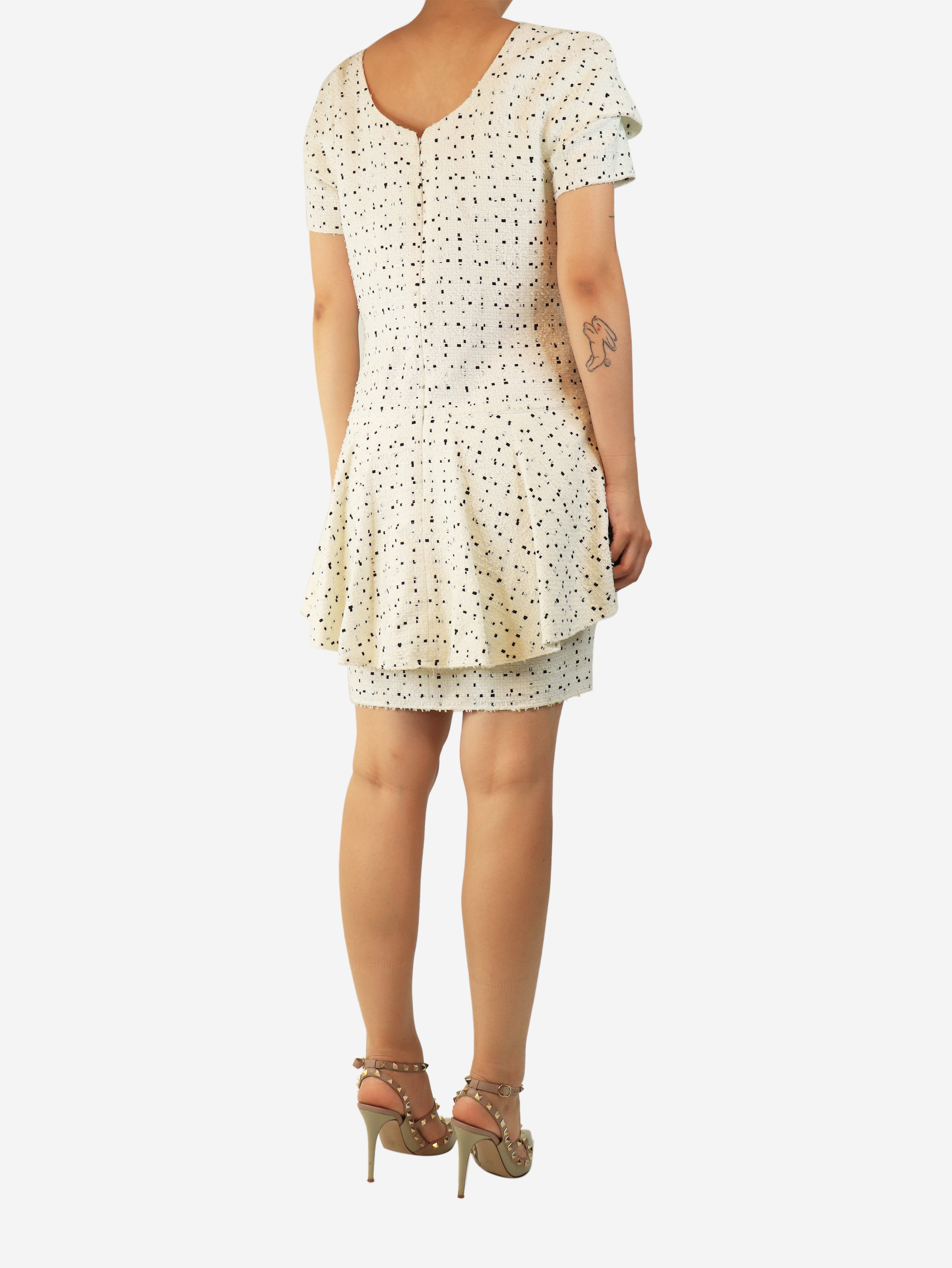 White tweed mini dress - size UK 14