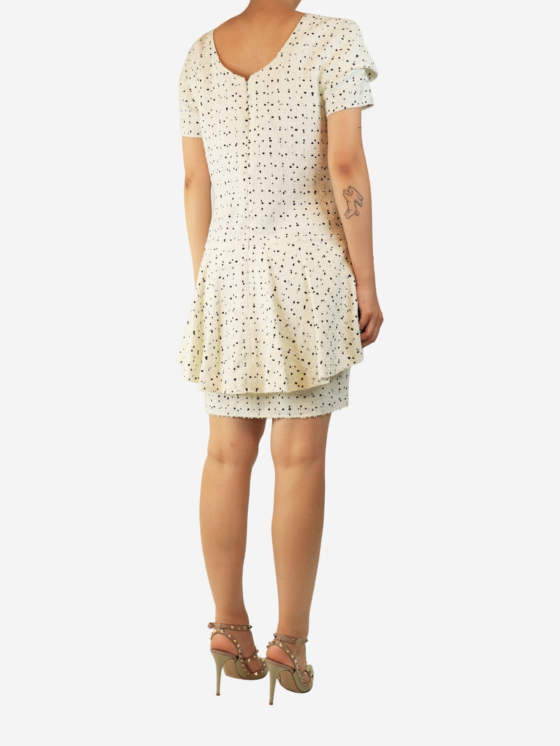 White tweed mini dress - size UK 14