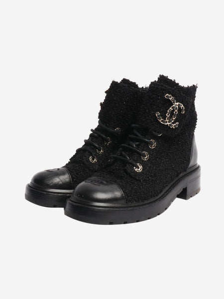 Black lurex-tweed boots - size EU 38.5 alternate image