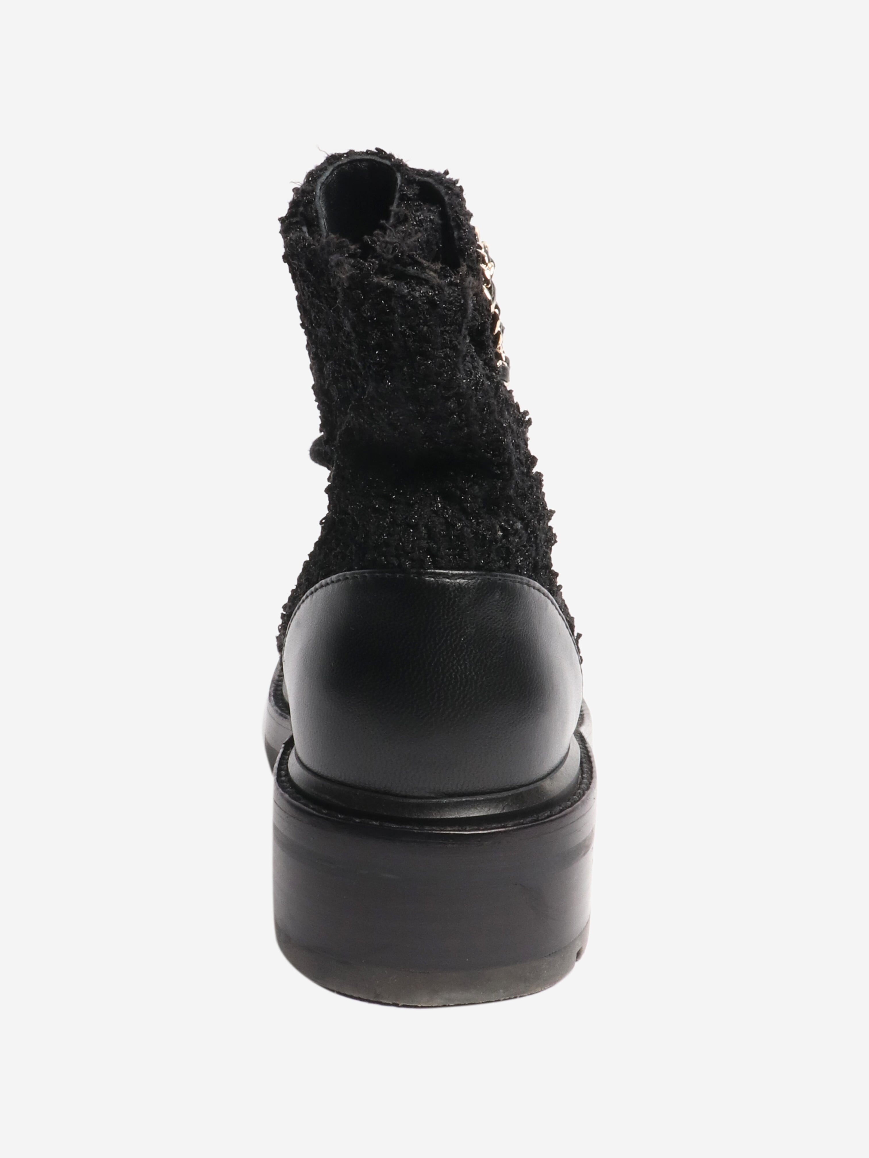 Black lurex-tweed boots - size EU 38.5 Boots Chanel 