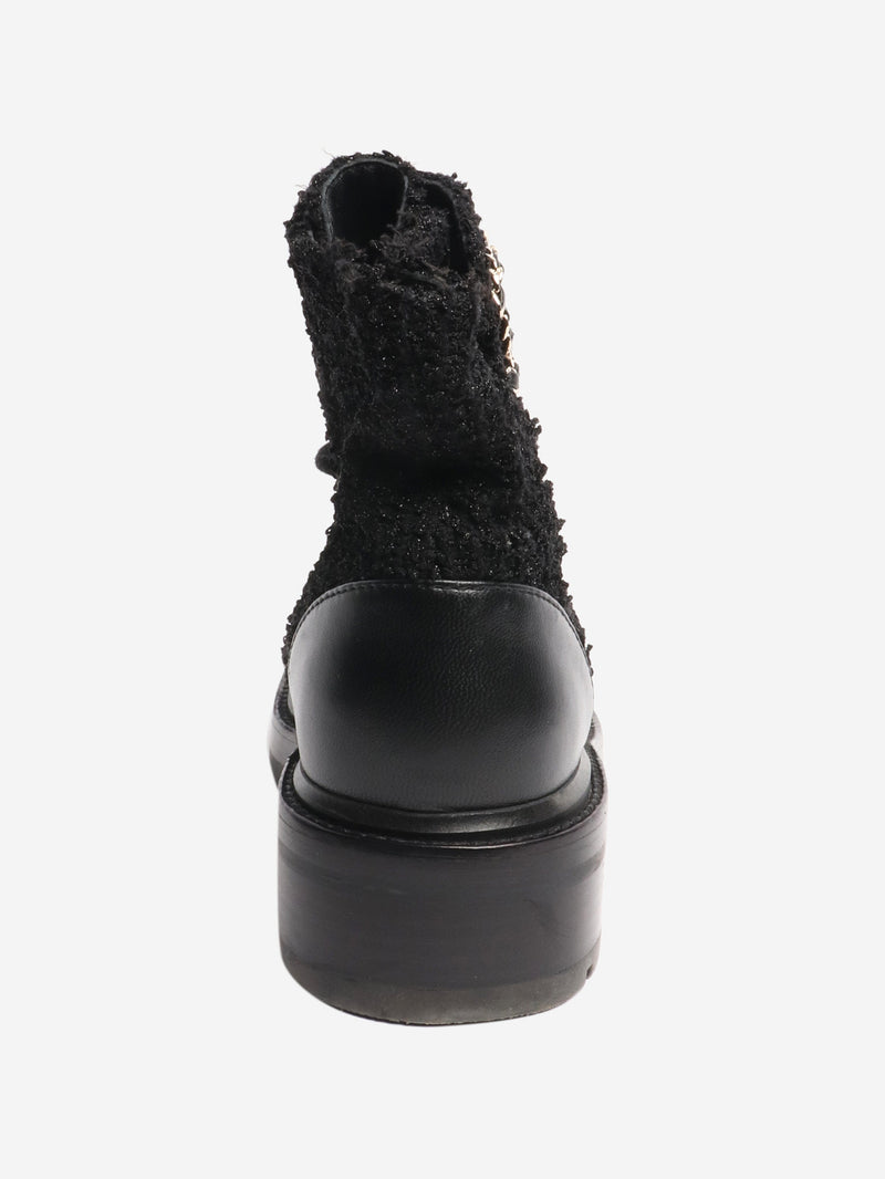 Black lurex-tweed boots - size EU 38.5 Boots Chanel 