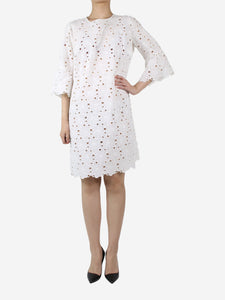 Alberre Odette White embroidered dress - size UK 10