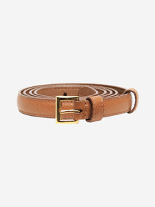 Prada Brown Saffiano leather skinny belt