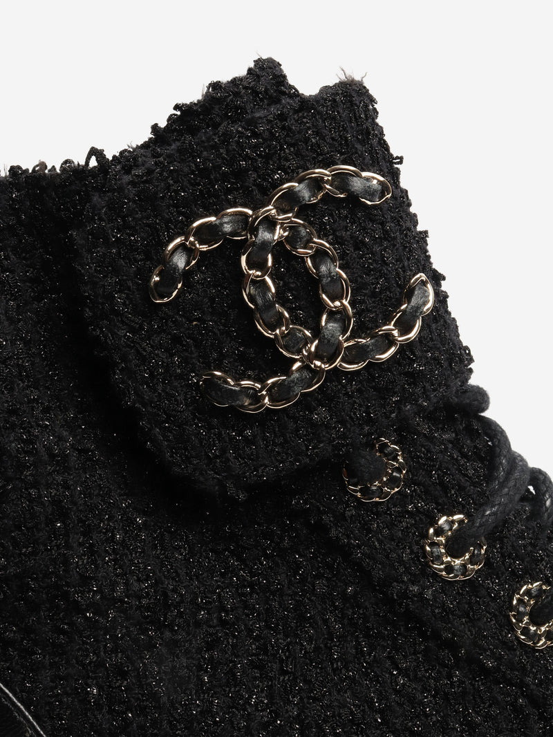 Black lurex-tweed boots - size EU 38.5 Boots Chanel 