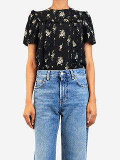 Black short-sleeved floral top - size UK Tops Miu Miu 