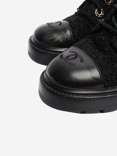Black lurex-tweed boots - size EU 38.5 Boots Chanel 