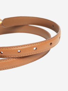 Prada Brown Saffiano leather skinny belt