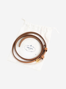 Prada Brown Saffiano leather skinny belt