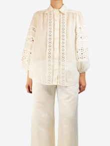 White puff sleeve broderie blouse - size UK 8 Tops Zimmermann 