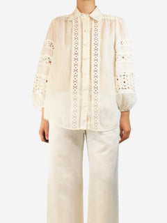White puff sleeve broderie blouse - size UK 8 Tops Zimmermann 