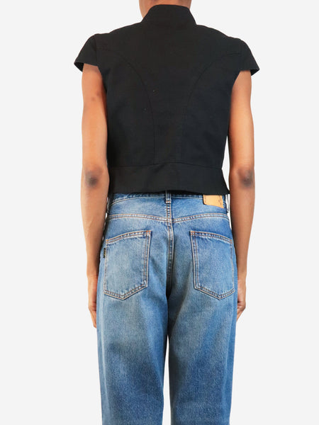 Black button-down short sleeved top - size S alternate image