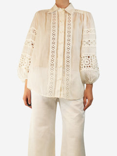 White puff sleeve broderie blouse - size UK 8 Tops Zimmermann 