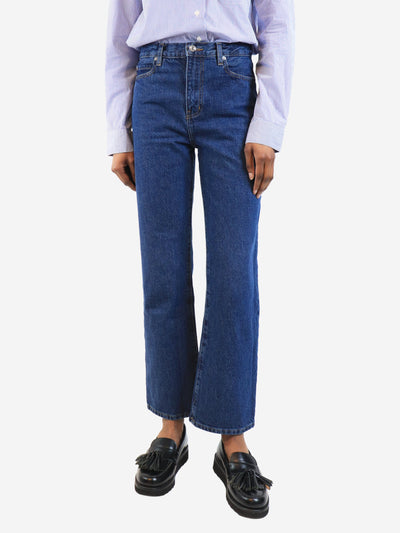 Blue cuffed wide leg jeans - size UK 4 Denim 7 For All Mankind 