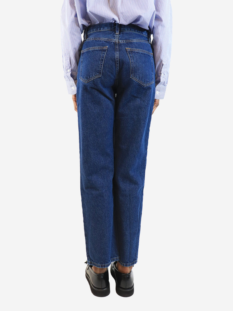 Blue cuffed wide leg jeans - size UK 4 Denim 7 For All Mankind 