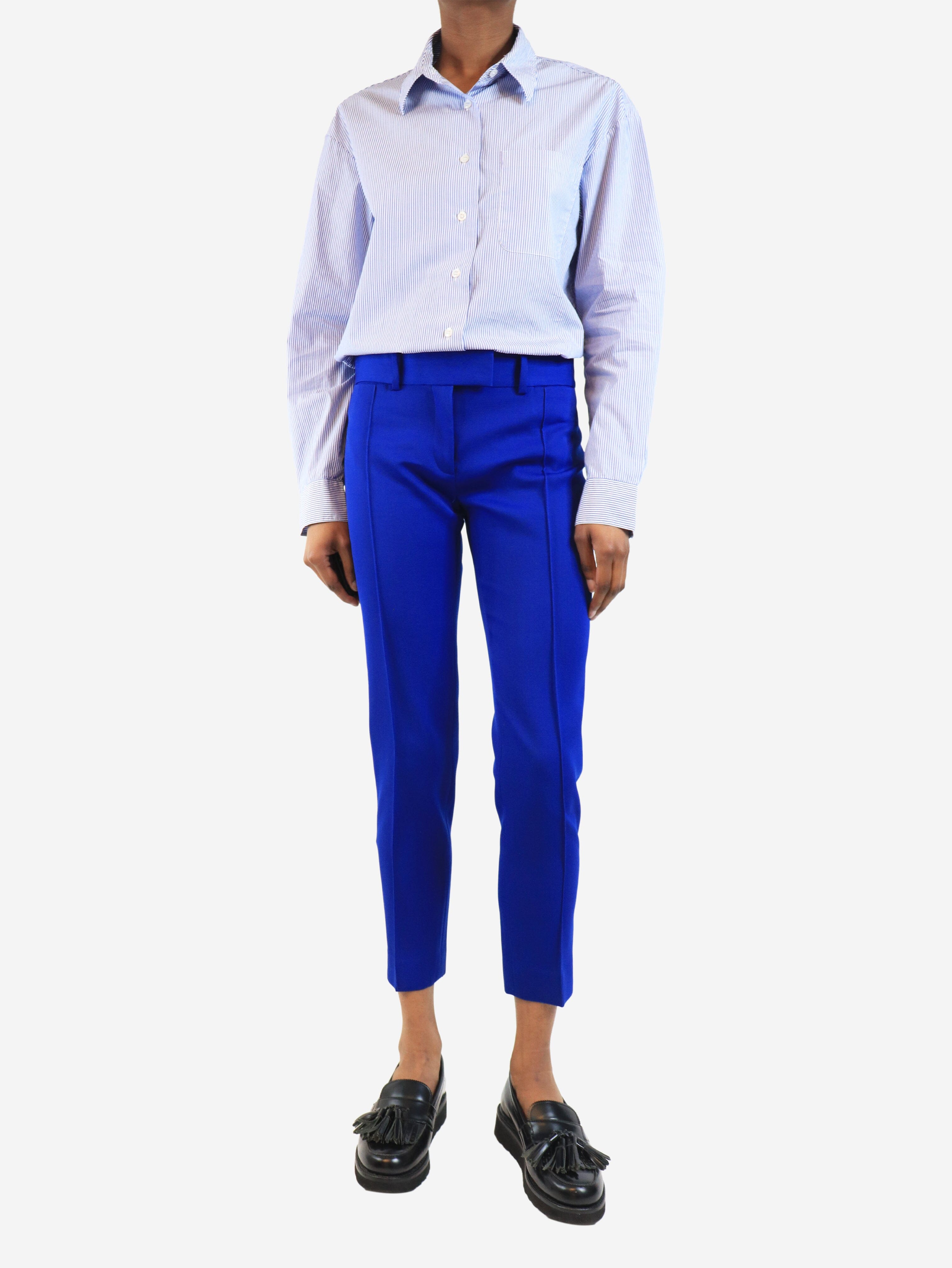 Blue wool tapered trousers - size UK 8 Trousers Celine 