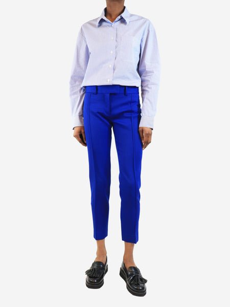Blue wool tapered trousers - size UK 8 alternate image