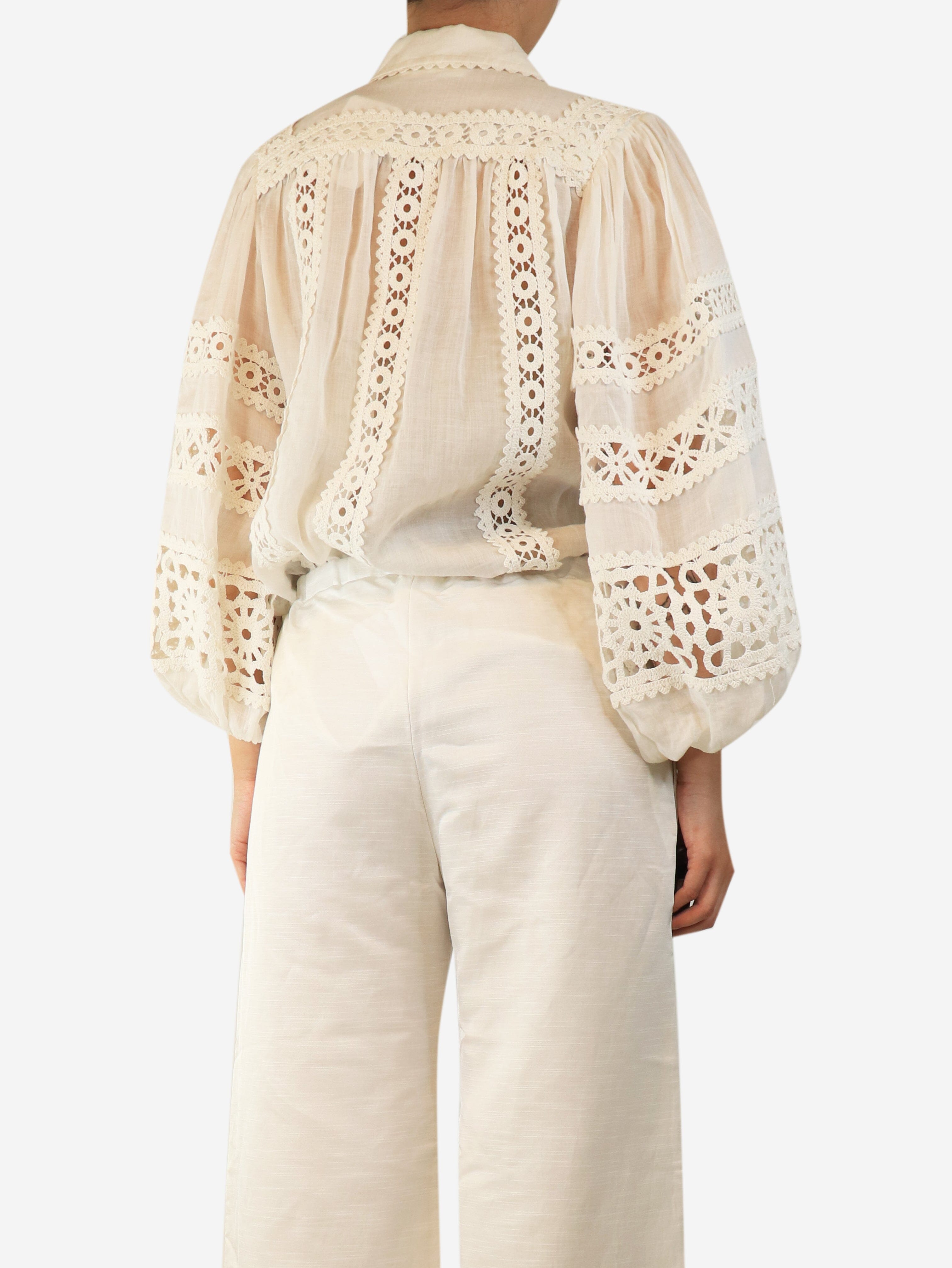 White puff sleeve broderie blouse - size UK 8 Tops Zimmermann 