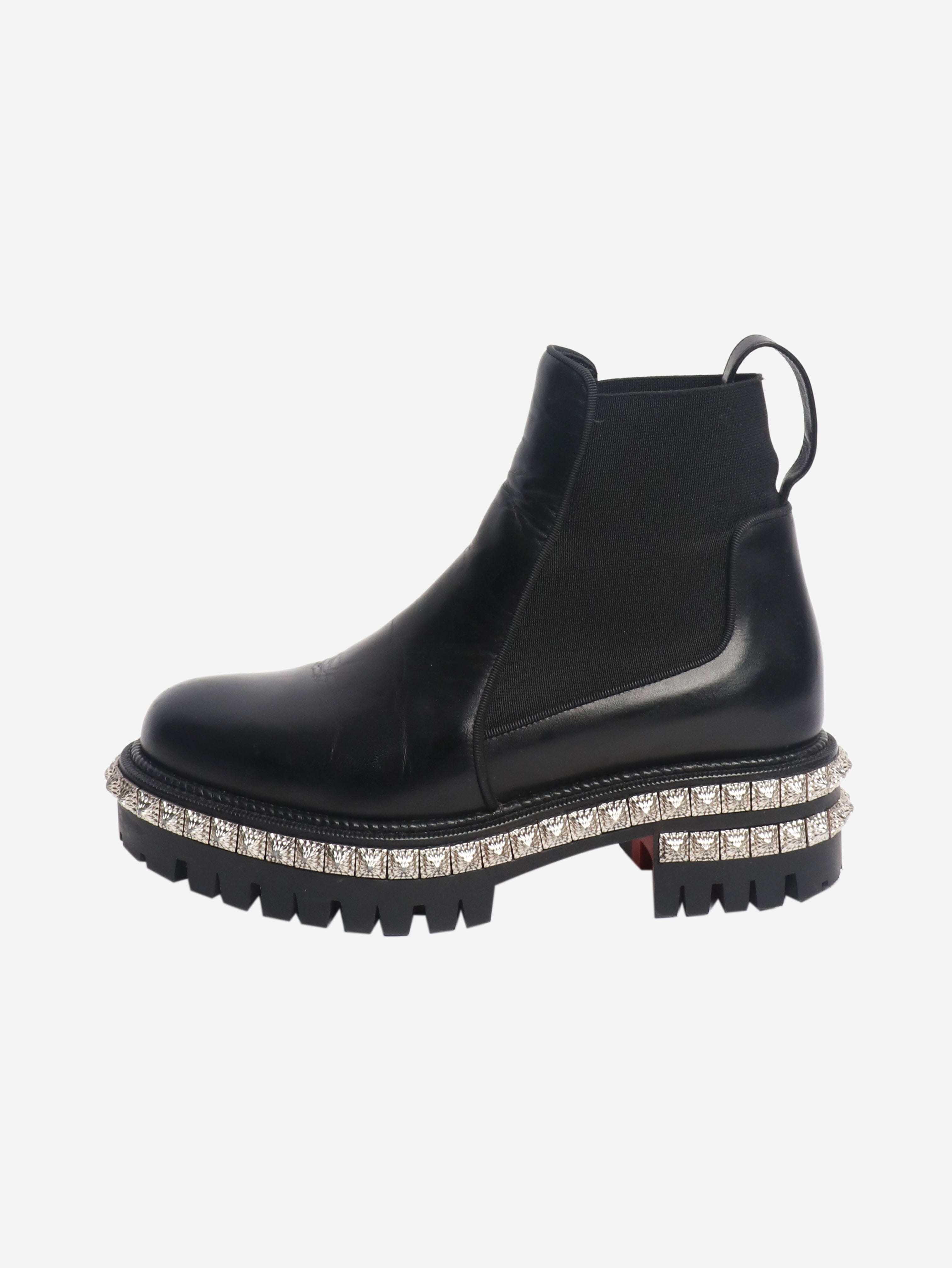 Black studded platform chelsea boots - size EU 35 (UK 2) Boots Christian Louboutin 