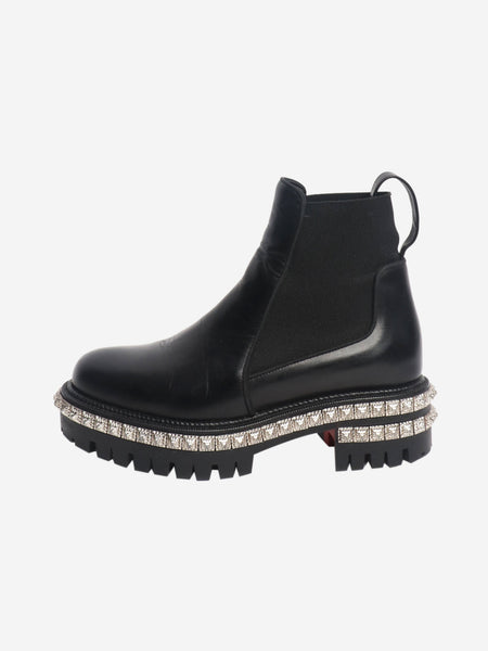 Black studded platform chelsea boots - size EU 35 (UK 2) product image