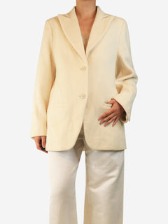 Cream wool-blend blazer - size UK 8