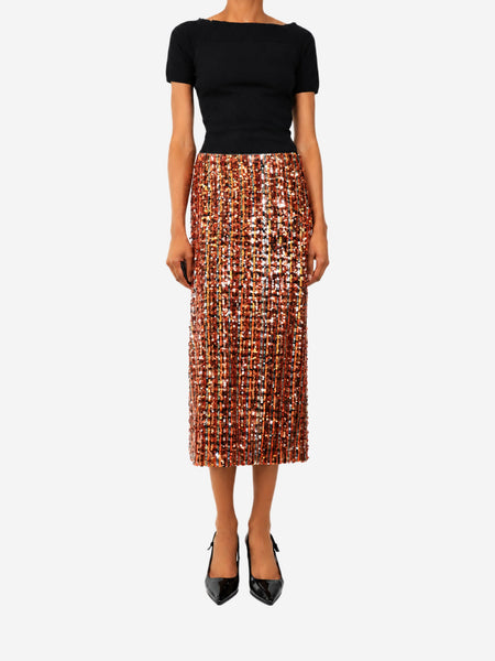 Orange sequin midi skirt - size S alternate image