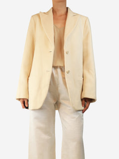 Cream wool-blend blazer - size UK 8