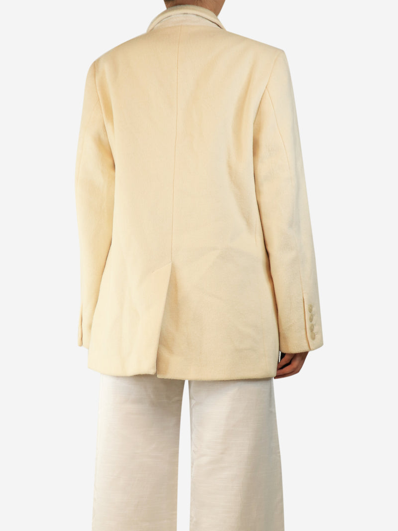 Cream wool-blend blazer - size UK 8